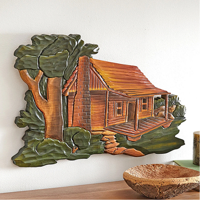 Cabin Retreat Carved Wood Wall Art