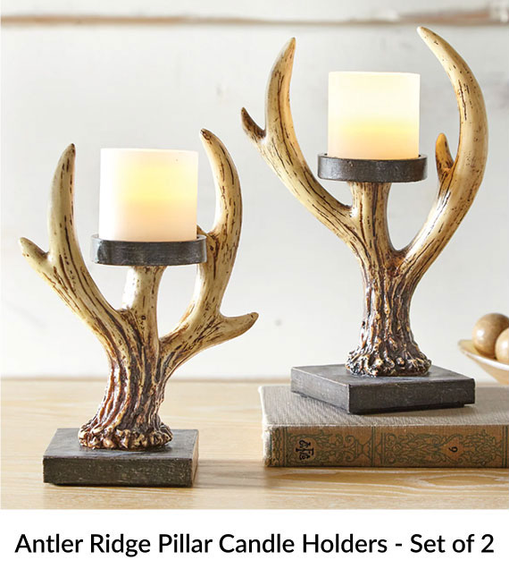 Antler Ridge Pillar Candle Holders - Set of 2