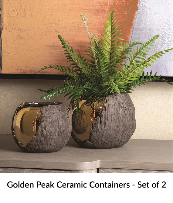 Golden Peak Ceramic Containers - Set of 2