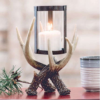Antler Hurricane Candle Holder