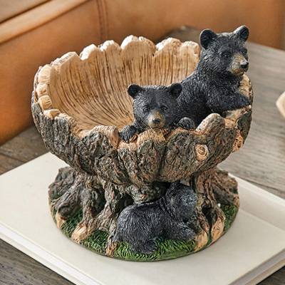 Playful Black Bears Decorative Bowl