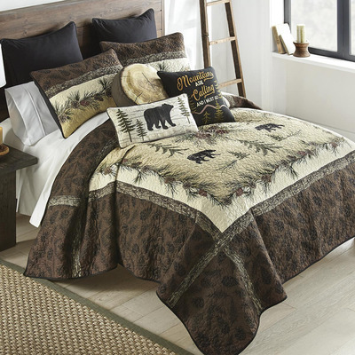 Pinecone Path Bear Quilt Bed Set - Queen