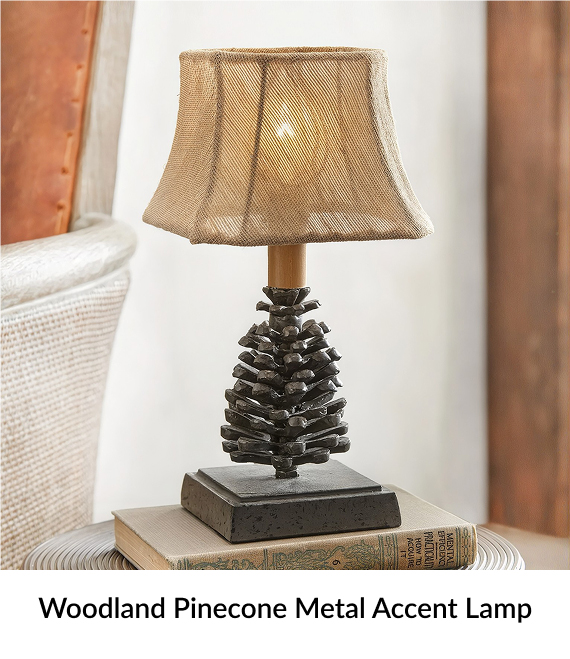 Woodland Pinecone Metal Accent Lamp