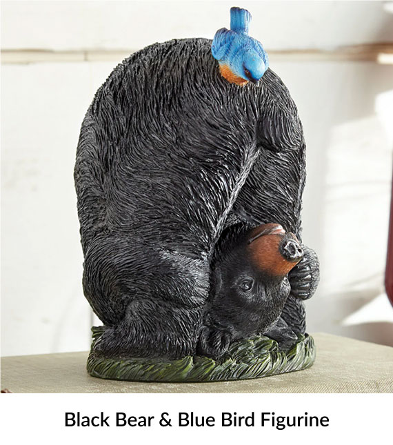 Black Bear & Blue Bird Figurine