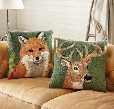 Forest Friends Hooked Wool Pillows
