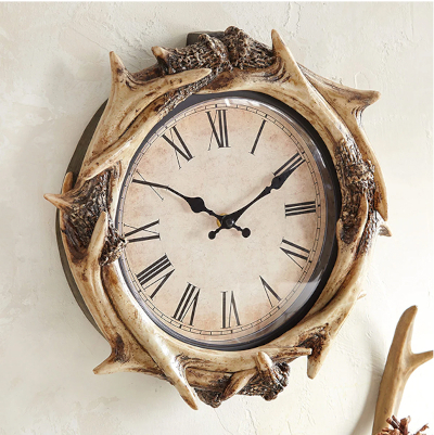 Faux Antler Wall Clock