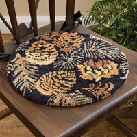 Scattered Pinecones Hooked Chair Pad