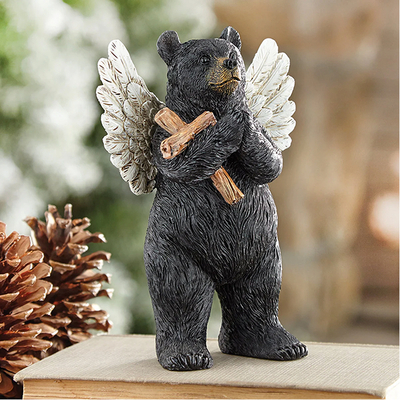 Black Bear Angel Figurine