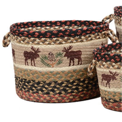 Moose & Pinecone Braided Utility Basket - Medium