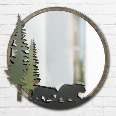 Bear Trail Round Wall Mirror
