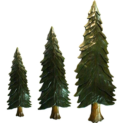 Pine Tree Wood Carving Wall Hanging - Small