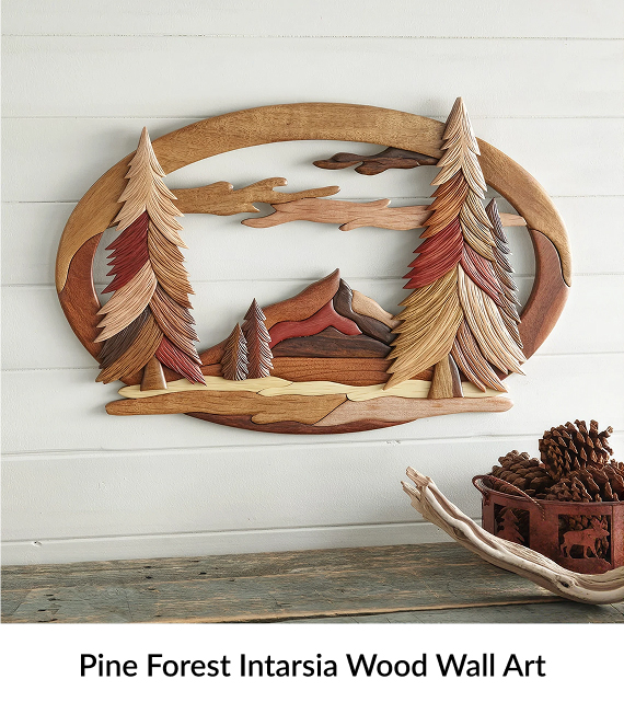 Pine Forest Intarsia Wood Wall Art