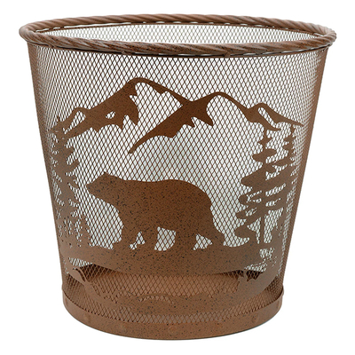 Bear Valley Metal Art Waste Basket