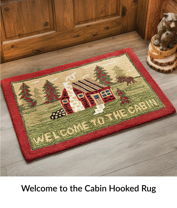 Welcome to the Cabin Hooked Rug