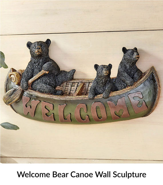 Welcome Bear Canoe Wall Sculpture