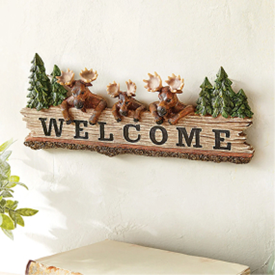 Moose Family Welcome Sign