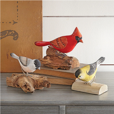 Wooden Bird Figurines
