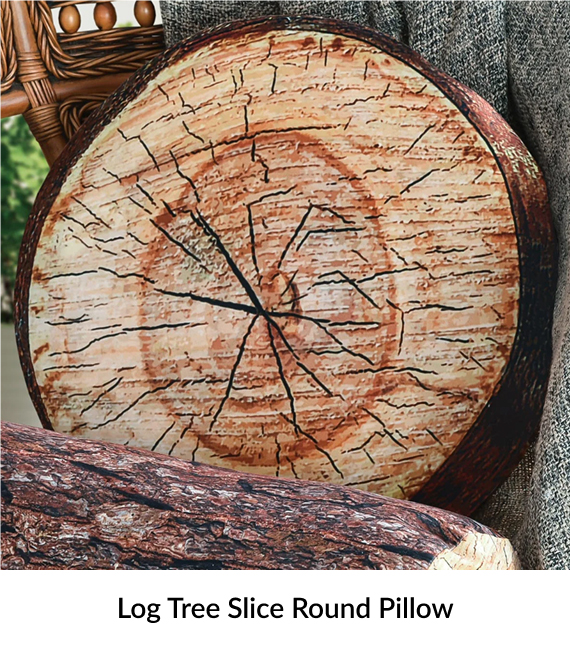 Log Tree Slice Round Pillow