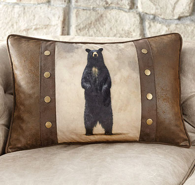 Standing Bear Faux Leather Pillow