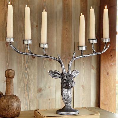 Silver Forest Stag Candelabra