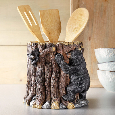 Bear & Tree Trunk Utensil Holder