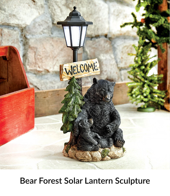 Bear Forest Solar Lantern Sculpture