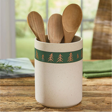 Northwoods Spring Stoneware Utensil Crock
