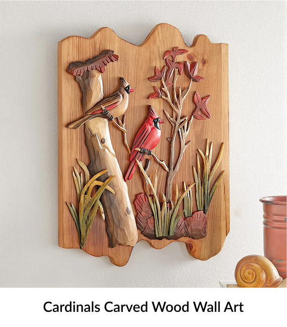 Cardinals Carved Wood Wall Art
