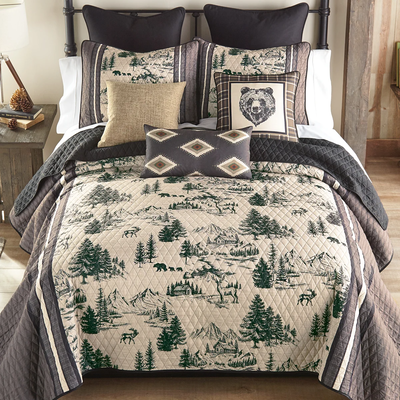 Wildlife Lodge Toile Quilt Bedding Collection