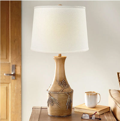 Rustic Pinecone Table Lamp - Brown