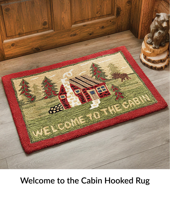 Welcome to the Cabin Hooked Rug