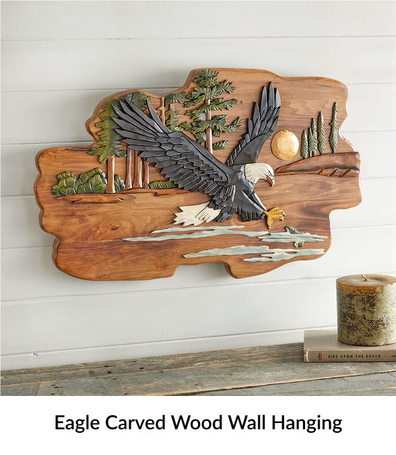 Eagle Carved Wood Wall Hanging