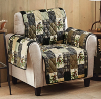 Pinecones & Chickadees Patchwork Chair Cover