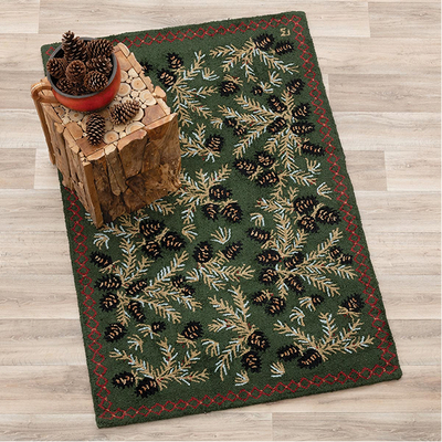 Diamond Pine Hooked Wool Rug Collection