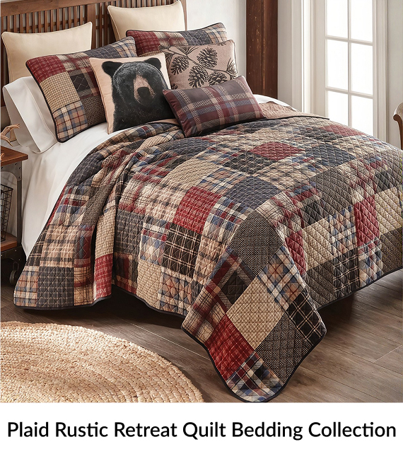 Plaid Rustic Retreat Quilt Bedding Collection