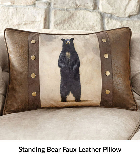 Standing Bear Faux Leather Pillow