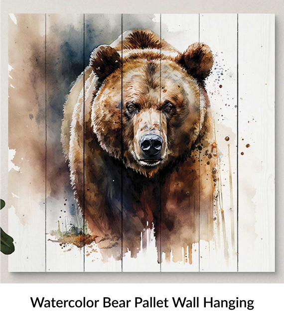 Watercolor Bear Pallet Wall Hanging 