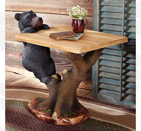 Black Bear Climbing Accent Table