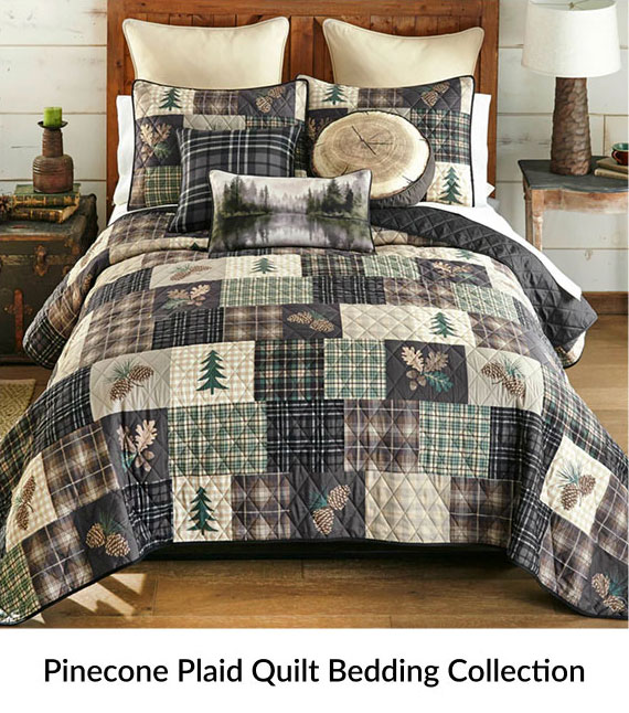 Pinecone Plaid Quilt Bedding Collection
