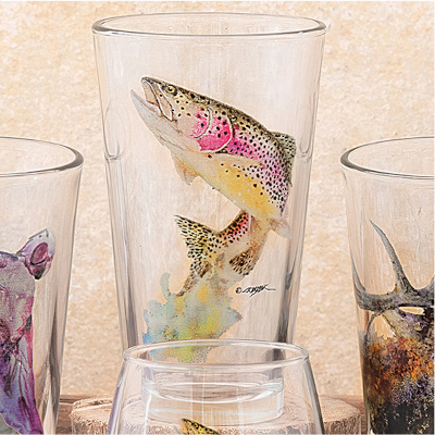 Northwoods Trout Pint Glasses - Set of 4