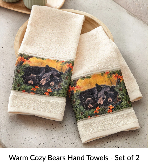 Warm Cozy Bears Hand Towels - Set of 2