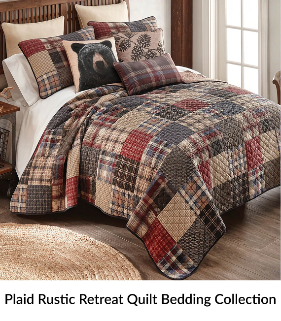 Plaid Rustic Retreat Quilt Bedding Collection