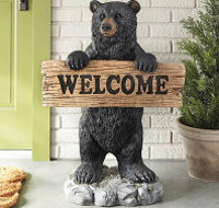 Welcome Sign Black Bear Sculpture