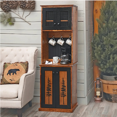 Pine Tree Forest Coffee Bar/Cabinet