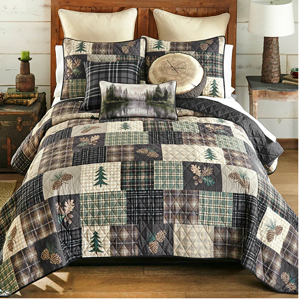 Pinecone Plaid Quilt Bedding Collection