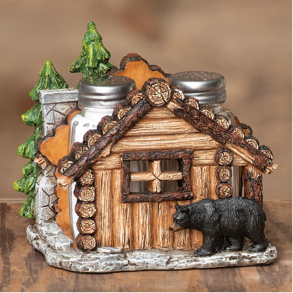 Log Cabin Bear Salt & Pepper Shakers