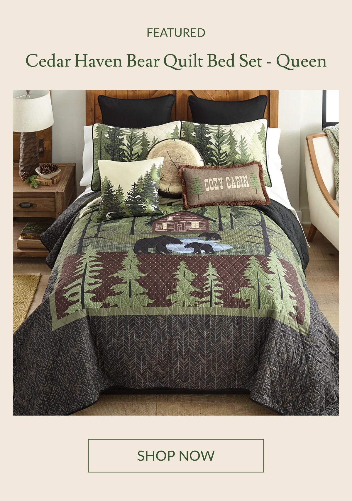 Featured: Cedar Haven Bear Quilt Bed Set - Queen | Shop Now