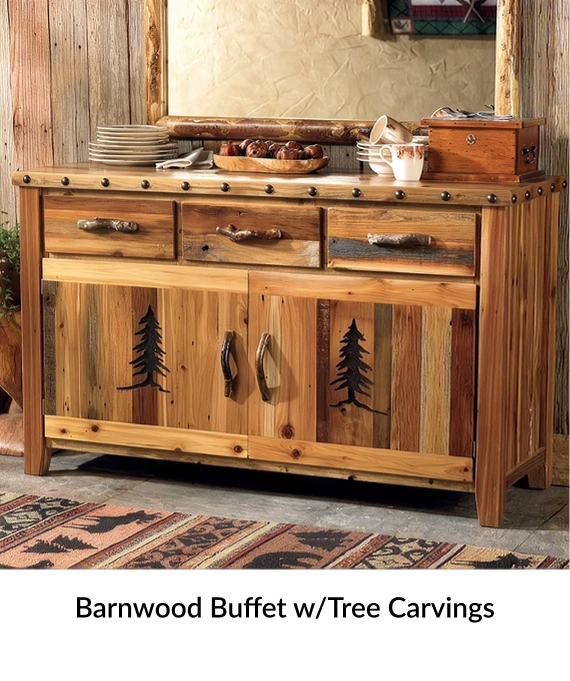 Barnwood Buffet w/Tree Carvings