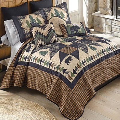 Black Bear Patchwork Quilt Bed Set - Queen