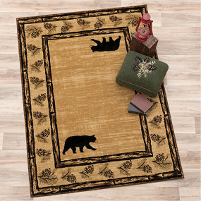 Pinecone Border Bear Rug - 2 x 3
